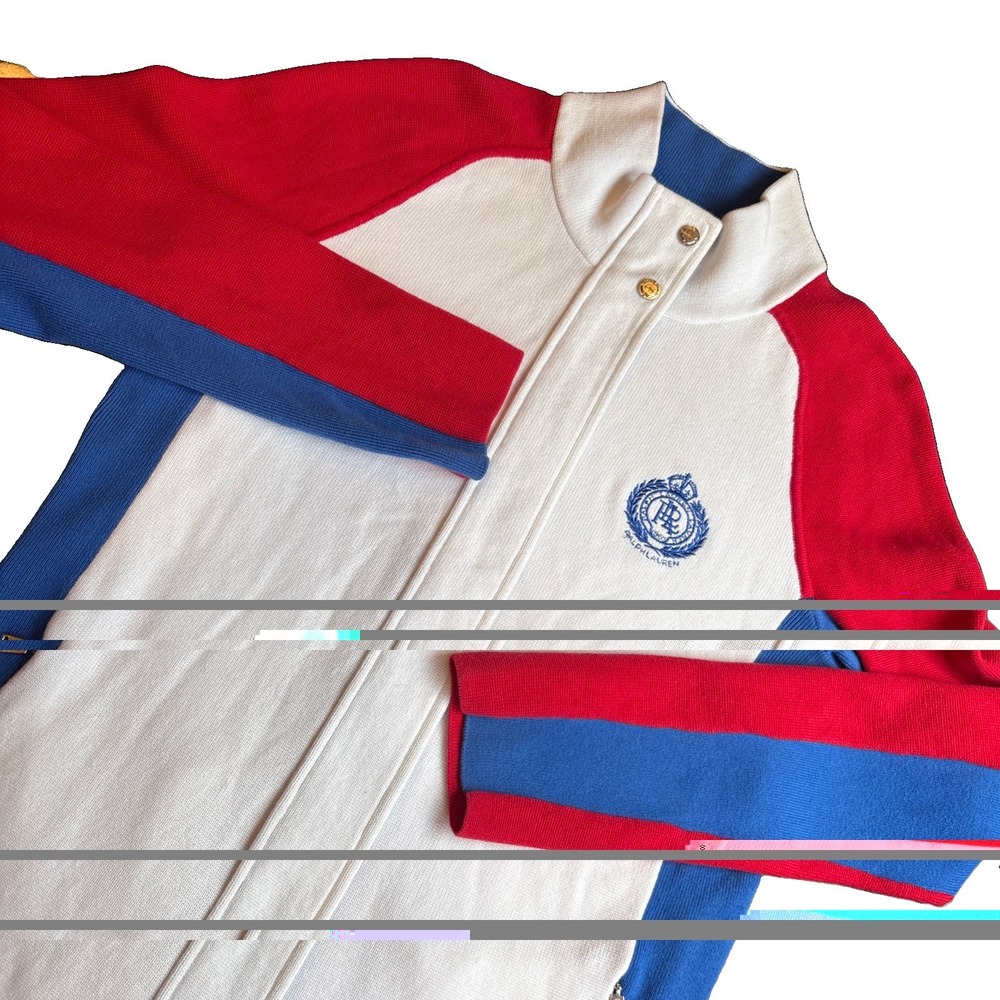VTGL-RL Lauren Active Ralph Lauren Sweater Jacket Full-Zip & Snap Crest Logo
